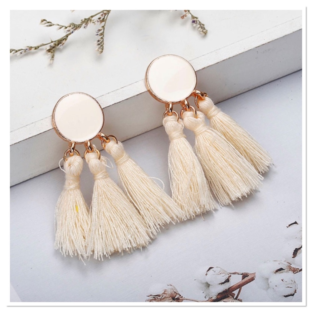 Cream Tassel Earrings